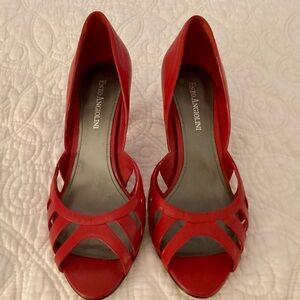 Enzo Angiolini Red Heels with Elegant Cutout Design